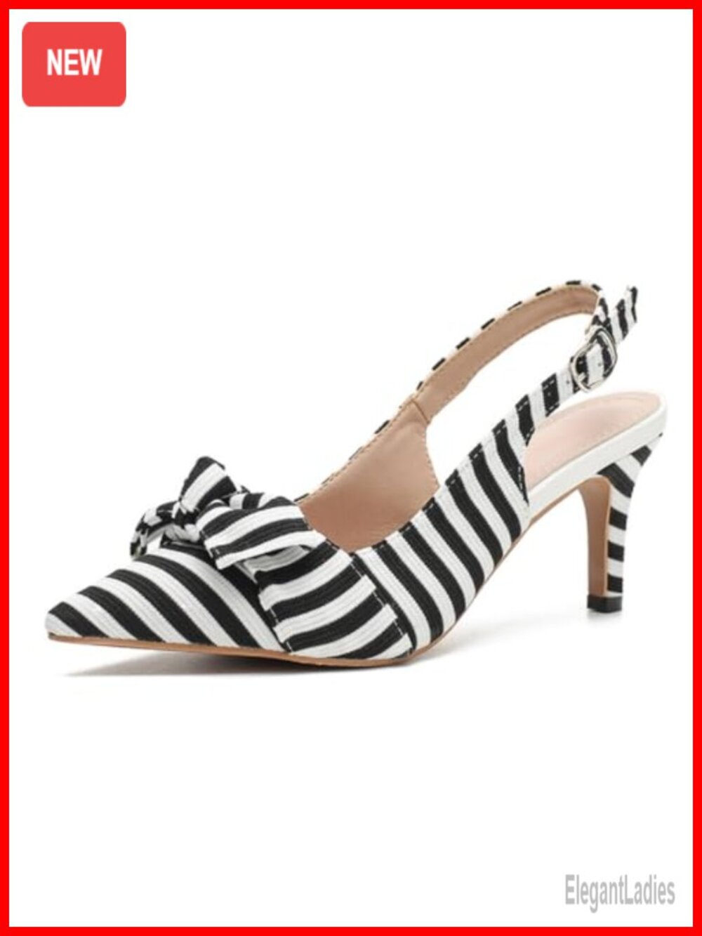 Women's Kitten Heel Slingback Pumps Closed Pointed Toe Bow Tie Slip On Ankle